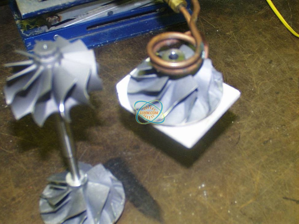 Shrink fitting impeller blades to shaft Shrink fitting impeller blades to shaft