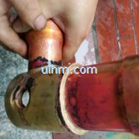 induction brass soldering with D80mm red copper with 60% silver solder paste (2)