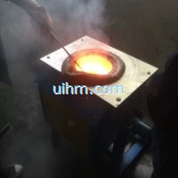 induction melting steel powder by tilting furnace and MF induction heater_1